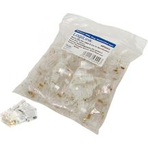 Bild für LogiLink RJ45 Stecker für Rundkabel, Kat.5e, geschirmt Modularstecker 8P8C für Rundkabel, vergoldete Kontakte, in Polybag beinhaltet: 100 Stück (MP0003)