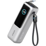 Anker Laptop Powerbank, 25.000mAh externer Akku mit 3X 100W USB-C Ports, Integriertes + einziehbares Kabel, Für iPhone 16/15, MacBook, Samsung - Schwarz