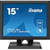 iiyama Prolite T1531SR-B6 38 cm (15") VA LED-Monitor XGA Single Touch resistiv (VGA, HDMI, DisplayPort) IP54 Front, schwarz - Touchmonitor mit resistiver 5-Wire Touchtechnologie, ideal für Geschäfte und Industrie