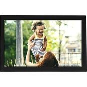 Denver PFF1037 Digitaler Bilderrahmen mit Glasdisplay und WiFi, 10.1 Zoll, Elektronischer Bilderrahmen 16GB mit FRAMEO App, IPS Touchscreen, Auto-Rotate, Micro SD Slot, Schwarz