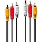 LINDY 35690 Premium Audio-Video-Kabel, 3X RCA (Cinch) Stecker/Stecker, 1m, weiß, 1 Meters