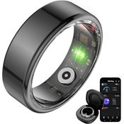 KSIX Saturn Smart Ring, Schwarz, mit Herzfrequenzmessung, Schlafüberwachung und wasserdichtem Design