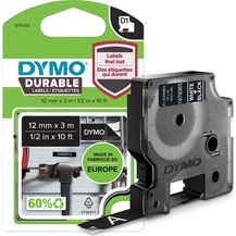 Bild für Dymo D1 Vinylband High Perf. 12 mm x 3 m weiß auf schwarz