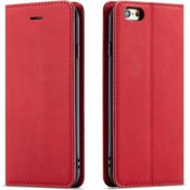 QLTYPRI Hülle für iPhone SE 2022 5G/iPhone SE 2020/iPhone 8/iPhone 7, Premium Dünne Ledertasche Handyhülle mit Kartenfach Ständer Flip Schutzhülle Kompatibel mit iPhone 7/8/SE 2/SE 3 - Rot