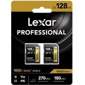 Lexar SDXC Professional UHS-II BL 1800x V60 gold 2erPACK 128 GB (LSD1800128G-B2NNG)