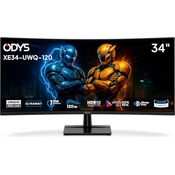 Odys XE34-UWQ-120, 34 Zoll Curved Gaming Monitor, UWQHD (3440x1440), 120 Hz, 1ms, VA-Panel, HDR10, Adaptive Sync, 1500R Krümmung, HDMI 2.1, DisplayPort