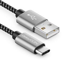 Bild für deleyCON 1,5m Nylon USB-C Kabel Schwarz // Metallstecker
