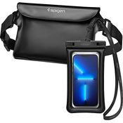 Spigen Aqua Shield wasserdichte Tasche Set [Tasche+Handyhülle] IPX8 Bauchtasche Handytasche Gürteltasche Beutel Universal Strandtasche für Wassersport Strand -Schwarz