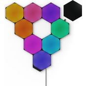 Nanoleaf Shapes Ultra Black Hexagon Starter Kit, 9 Smarten LED Panels RGBW - Modulare WLAN 16 Mio. Farben Wandleuchte Innen, Musik & Bildschirm Sync, Funktioniert mit Alexa Google Apple