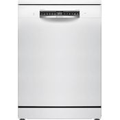 Bosch SMS4EVW08E, Energieklasse B, Smarter Geschirrspüler Freistehend 60 cm, Serie 4, Rackmatic, automatische Türöffnung, Intensive Reinigung, Automatikprogramme, Programmassistent, Weiß, AquaStop