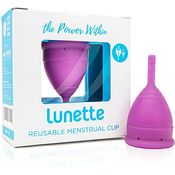 Lunette Menstruationstasse - Lila - Model 1 für leichte Blutung - Wiederverwendbare Alternative zu Tampons - Medizinisches Silikon - Aufbewahrungsbeutel und Anleitung enthalten