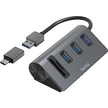 Bild für Hama USB-Hub und Kartenleser 5 Ports (3x USB-A, 1x SD, 1x microSD, mit USB-C-Adapter, bis 5 Gbit/s, Anschluss für Maus, Tastatur, Speicherkarte etc., USB-Adapter für Büro, Home Office)