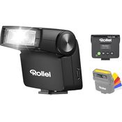 Rollei Flashy ONE Mini Blitzgerät GN 16, LCD Display, universell kompatibel mit Canon, Nikon, Sony, Fujifilm, Lumix, Olympus, wiederaufladbarer 1250 mAh Akku