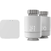 HAMA WLAN Heizkörperthermostat Starter-Set, 2x Smarte Heizungssteuerung mit Zentrale, weiß, kompatibel mit Amazon Alexa und Google Assistant