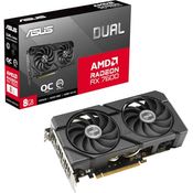 ASUS Dual Radeon RX 7600 EVO OC Edition 8GB GDDR6 Gaming Grafikkarte, PCIe 4.0, HDMI 2.1, 3X DisplayPort 1.4a, DUAL-RX7600-O8G-EVO, Schwarz