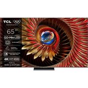 65" TCL 65C8K, 4K QLED Mini-LED Fernseher 144 Hz, HDR10+/Dolby Vision IQ, Google TV, UHD Upscaling, Smart TV, Sprachsteuerung