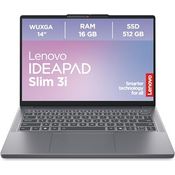 Lenovo IdeaPad Slim 3i Laptop, 14" WUXGA Display, Intel Core i5 13420H, 16GB RAM, 512GB SSD, Intel UHD Grafik, Windows 11, QWERTZ, Luna Grau, 3 Monate Premium Care