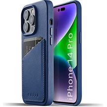 Bild für Mujjo Schutzhülle aus Vollleder für iPhone 14 Pro mit Kartenfach (Monaco-Blau)