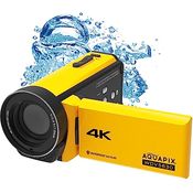 Easypix Aquapix WDV5630, wasserfester 4K Camcorder mit 13 MP Sensor, 56 MP Fotos und 18-fachem Zoom, gelb