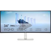 Dell 34 Plus Curved USB-C Monitor S3425DW 34 Zoll WQHD (3440x1440), 21:9, 120Hz, VA, 1ms, AMD FreeSync Premium, HDR10, 95% DCI-P3, 99% sRGB, Lautsprecher, 2 USB-C, 2 HDMI, 2 USB, 3 Jahre Garantie, Schwarz