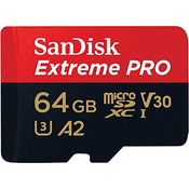SanDisk 64 GB Extreme PRO microSDXC-Karte + SD-Adapter + RescuePRO Deluxe, bis zu 200 MB/s, mit A2 App Performance, UHS-I, Class 10, U3, V30