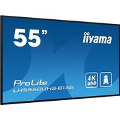 iiyama Prolite LH5560UHS-B1AG 139cm 54.6" Digital Signage Display VA LED Panel 4K UHD HDMI Audio-in USB2.0 RS-232c RJ45 Mediaplayer Android 11 OS WiFi 24/7 schwarz