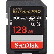 SanDisk Extreme PRO SDXC UHS-I Speicherkarte 128 GB (V30, Übertragungsgeschwindigkeit 200 MB/s, U3, 4K UHD Videos, SanDisk QuickFlow-Technologie, temperaturbeständig)