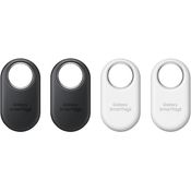 Samsung Galaxy SmartTag2, Bluetooth-Tracker mit Kompassansicht, bis zu 500 Tage Laufzeit, wassergeschützt, Schwarz/Weiß (4 Stück)