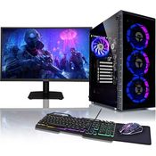 BEASTCOM Q3 Gaming PC Set Komplett, AMD Ryzen 7 4,60GHz, 16 Threads, 4K Vega Radeon, 32GB RAM, 1TB SSD, 24" LED Monitor, Gaming Tastatur + Maus + Mauspad, Windows 11 Pro (RGB)