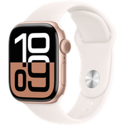 Apple Watch Series 10, 42 mm, GPS, Aluminiumgehäuse Roségold, Sportarmband Blassrosa, S/M