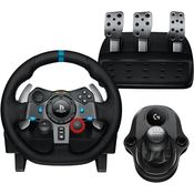 Logitech G G29 SE Driving Force Rennlenkrad und Pedale, Force Feedback, echtes Leder, 900°-Lenkbereich, für PS5, PS4 und PC, Mac – Schwarz