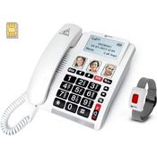 Geemarc CL9000 - Hausnotruf-Telefon und wasserdichtes SOS-Armband, große Tasten, verstärkte Lautstärke, beleuchtetes Display - Funktioniert nur mit SIM-Karte