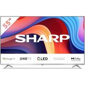 SHARP 55GP6260E Quantum Dot Google TV 139 cm (55 Zoll) 4K Ultra HD QLED Google TV (Smart TV ohne Rahmen, Dolby Atmos, Dolby Vision, HDMI 2.1 mit eARC) in schwarz