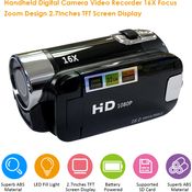 Andoer Digitalkamera Videorecorder 16X F-ocus Zoom, 2,7 Zoll TFT-Bildschirm, 1080P HD, Schwarz, SD-Kartenunterstützung, Akku betrieben