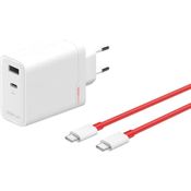 OnePlus Charger SUPERVOOC 120W Dual Port Cargador de Carga Rápida USB-C Con Cable Blanco