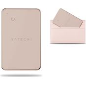 SATECHI FindAll Wallet-Kartenetui mit Find My, Tracker und Trennungsalarm – Wasser- und staubdicht, kabelloses Laden, komp. mit iPhone, iPad & Mac – Desert Rose