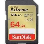 SanDisk Extreme SDXC UHS-I Speicherkarte 64 GB (V30, 170 MB/s Übertragung, U3, 4K UHD Videos, SanDisk QuickFlow-Technologie, wasserdicht, stoßfest, temperaturbeständig)