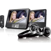 Lenco MES-415 - 9 Inch Tragbarer DVD-Player mit Doppel-Bildschirm - USB-SD - Schwarz