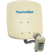 TechniSat DIGIDISH 33 – Satelliten-Schüssel für 2 Teilnehmer (33 cm kleine Sat Anlage - Komplettset mit Wandhalterung und Universal Twin-LNB) beige