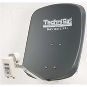 TechniSat DIGIDISH 45 – Satelliten-Schüssel für 2 Teilnehmer (45 cm kleine Sat Anlage - Komplettset mit Wandhalterung und Universal Twin-LNB) grau