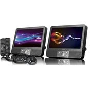 Lenco Tragbarer DVD-Player DVP-938 Doppel DVD-Player Set - 2 x 9 Zoll Bildschirm minimal 3,5 Stunden Akkulaufzeit - 2 Kopfhörer - 2 Fernbedienungen - 2 Befestigungen - Schwarz