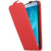 cadorabo Hülle für Samsung Galaxy J7 2017 in INFERNO ROT Handyhülle im Flip Design aus strukturiertem Polyurethan Case Cover Schutzhülle Etui Tasche Book Klapp Style