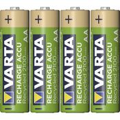 Varta Recharge Accu Recycled (wiederaufladbar, Ready-To-Use vorgeladener AA Mignon Ni-MH Akku (4er Pack, 2100mAh), aus 11% recyceltem Material, ohne Memory Effekt)