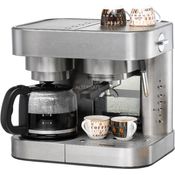 ROMMELSBACHER Kaffee-Espresso Center EKS 3010 - Filterkaffeemaschine, Glaskanne, Siebträger, Filtereinsatz für 1 bzw. 2 Tassen, Düse für Milchschaum-Heißwasser, programmierbare Tassenfüllmenge