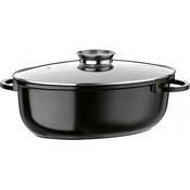 GSW 410588 Gourmet Ceramica Induktion Bräter XXL oval mit Aroma-Glasdeckel 42x27cm - ca. 10,0 Liter, Aluguss, schwarz gesprenkelt, 42 cm, 4-Einheiten