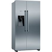 Neff KA3923IEO Side-by-Side-Kühlschrank, freistehend, silber, NoFrost, Wasser- und Eiswürfelspender, Festwasseranschluss, Schnellkühlen und -gefrieren, Breite 90.8 cm
