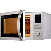 Sharp R982STWE 3-in-1 Mikrowelle mit Grill und Heißluft, Standgerät, 42 Liter Garraum, 1000 Watt, 10 Automatikprogramme, LED-Display mit Uhr, Glasdrehteller 34,5 cm, Edelstahl 