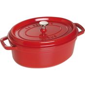 Staub 40509-866-0 Cocotte-Bräter, oval mit Deckel 31 cm, 5,5 L, mit mattschwarzer lierung im Inneren des Topfes, kirschrot