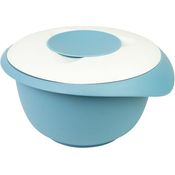 Westmark Rühr-/Backschüssel mit zweigeteiltem Deckel, 2,5 l, Mit Ausgießer, Kunststoff, Blau/Weiß