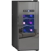 HOMCOM Weinkühlschrank 30 L, Getränkekühlschrank für 12 Flaschen mit LED-Beleuchtung, Touch-Steuerung, Temperatur 8-18°C, Schwarz